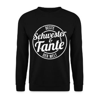 Beste Schwester Und Tante Der Welt - Unisex Pullover - Schwarz - Vorne - Alina (178cm) & Michal (187cm)