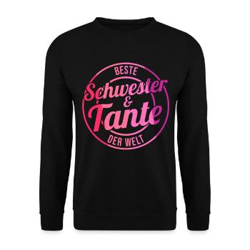 Beste Schwester Und Tante Der Welt - Unisex Pullover - Schwarz - Vorne - Alina (178cm) & Michal (187cm)
