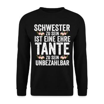 Schwester und Tante - Unisex Pullover - Schwarz - Vorne - Alina (178cm) & Michal (187cm)