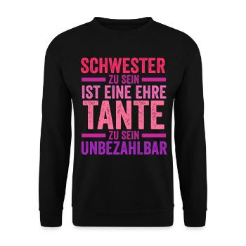 Schwester und Tante - Unisex Pullover - Schwarz - Vorne - Alina (178cm) & Michal (187cm)