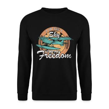 In The Sky I Find My Freedom Model Airplane - Unisex Sweatshirt - black - Front - Alina (178cm) & Michal (187cm)