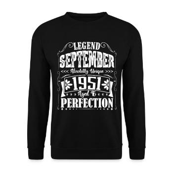 September 1951. September Birthday Gift. - Unisex Sweatshirt - black - Front - Alina (178cm) & Michal (187cm)