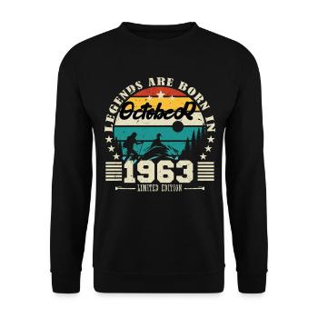 October 1963. October 1963 Birthday Gift. - Unisex Sweatshirt - black - Front - Alina (178cm) & Michal (187cm)