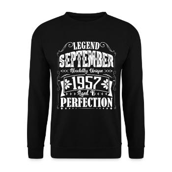 September 1957. September Birthday Gift. - Unisex Sweatshirt - black - Front - Alina (178cm) & Michal (187cm)