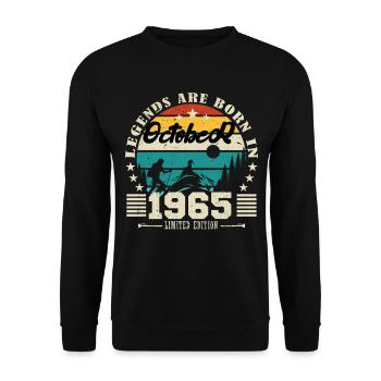 October 1965. October 1965 Birthday Gift. - Unisex Sweatshirt - black - Front - Alina (178cm) & Michal (187cm)