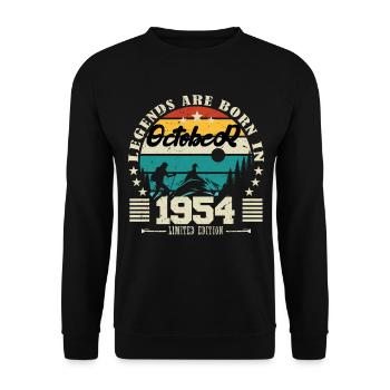 Oktober 1954. Oktober 1954 Jubiläumsgeschenk. - Unisex Pullover - Schwarz - Vorne - Alina (178cm) & Michal (187cm)