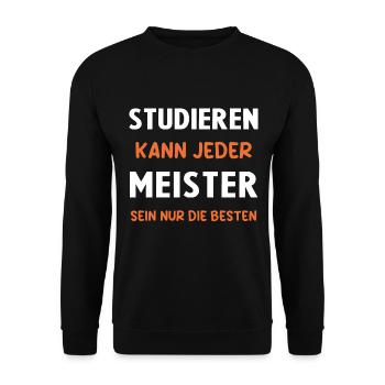 Meister Prüfung Bestanderen Prüfung - Unisex Pullover - Schwarz - Vorne - Alina (178cm) & Michal (187cm)