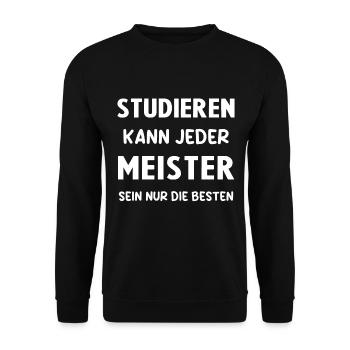 Meister Prüfung Bestanderen Prüfung - Unisex Pullover - Schwarz - Vorne - Alina (178cm) & Michal (187cm)