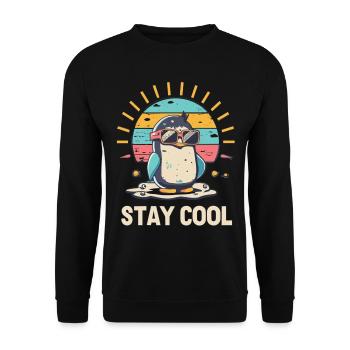 Chillen mit Stil: Pinguin-Edition - Unisex Pullover - Schwarz - Vorne - Alina (178cm) & Michal (187cm)