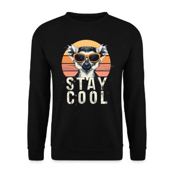 Stay Cool Lemur - Unisex Pullover - Schwarz - Vorne - Alina (178cm) & Michal (187cm)