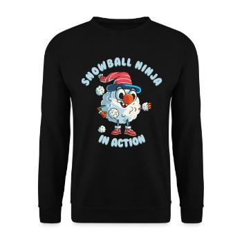Bataille de boules de neige - Snowball Ninja en action - Sweat-shirt Unisexe - noir - Devant - Alina (178cm) & Michal (187cm)