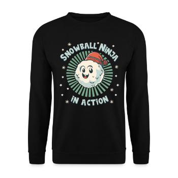 Bataille de boules de neige - Snowball Ninja en action - Sweat-shirt Unisexe - noir - Devant - Alina (178cm) & Michal (187cm)