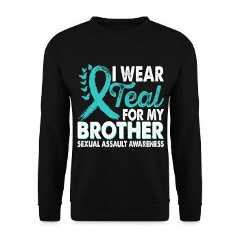 Wear teal for the Brother Sexual Assault - Unisex Sweatshirt - black - Front - Alina (178cm) & Michal (187cm)