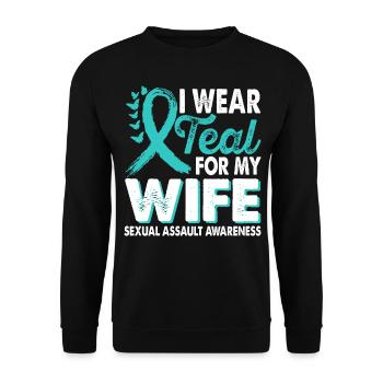 Wear teal for Month of Consciousness - Unisex Sweatshirt - black - Front - Alina (178cm) & Michal (187cm)