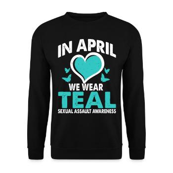 En avril, nous apportons un soutien bleu-vert pour - Sweat-shirt Unisexe - noir - Devant - Alina (178cm) & Michal (187cm)