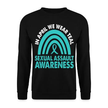 En avril, nous apportons un soutien bleu-vert pour - Sweat-shirt Unisexe - noir - Devant - Alina (178cm) & Michal (187cm)