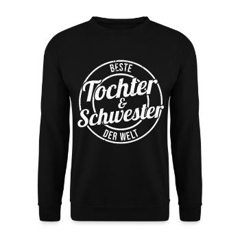 Tochter Schwester - Unisex Pullover - Schwarz - Vorne - Alina (178cm) & Michal (187cm)