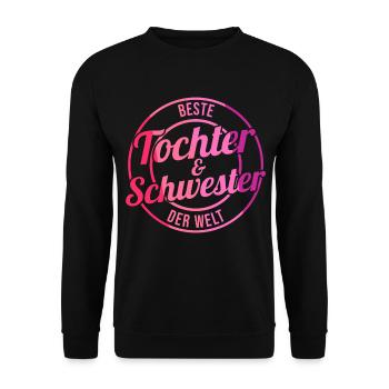 Tochter Schwester - Unisex Pullover - Schwarz - Vorne - Alina (178cm) & Michal (187cm)