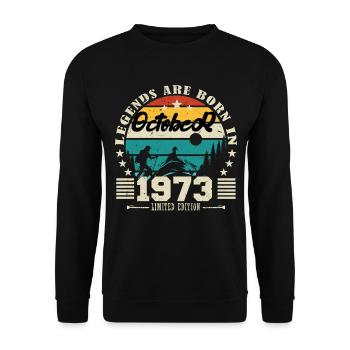 October 1973. October 1973 Anniversary Gift. - Unisex Sweatshirt - black - Front - Alina (178cm) & Michal (187cm)