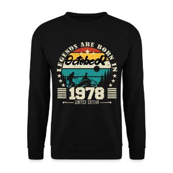 Octobre 1978. Cadeau anniversaire octobre 1978. - Sweat-shirt Unisexe - noir - Devant - Alina (178cm) & Michal (187cm)