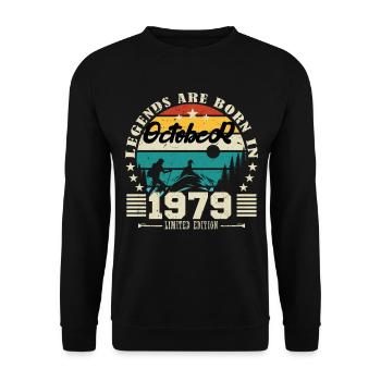 Octobre 1979. Cadeau anniversaire octobre 1979. - Sweat-shirt Unisexe - noir - Devant - Alina (178cm) & Michal (187cm)