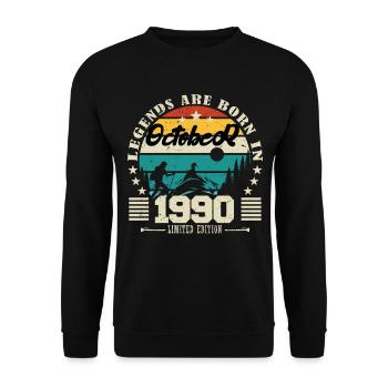 October 1990. October 1990 Birthday Gift. - Unisex Sweatshirt - black - Front - Alina (178cm) & Michal (187cm)