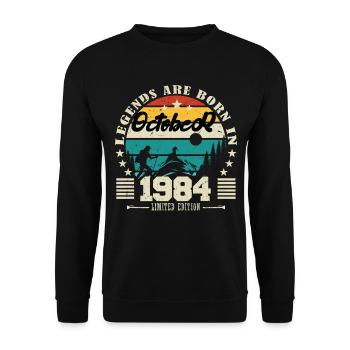 October 1984. October 1984 Anniversary Gift. - Unisex Sweatshirt - black - Front - Alina (178cm) & Michal (187cm)