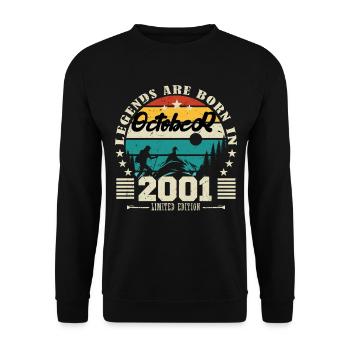 October 2001. October 2001 Birthday Gift. - Unisex Sweatshirt - black - Front - Alina (178cm) & Michal (187cm)