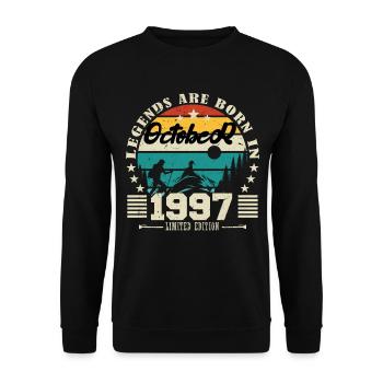 October 1997. October 1997 Anniversary Gift. - Unisex Sweatshirt - black - Front - Alina (178cm) & Michal (187cm)