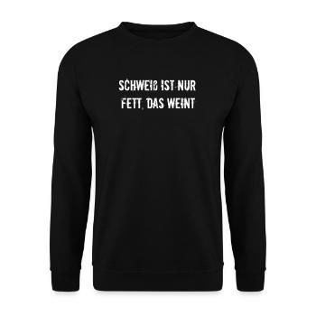 Fitness - Schweiß ist nur Fett, das weint - Unisex Pullover - Schwarz - Vorne - Alina (178cm) & Michal (187cm)