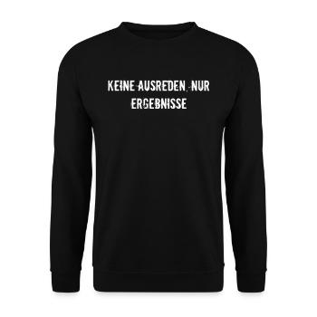 Fitness - Keine Ausreden, nur Ergebnisse - Unisex Pullover - Schwarz - Vorne - Alina (178cm) & Michal (187cm)