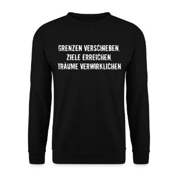 Fitness - Grenzen verschieben, Ziele erreichen, - Unisex Pullover - Schwarz - Vorne - Alina (178cm) & Michal (187cm)