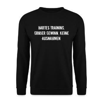 Fitness - Hartes Training, großer Gewinn, keine - Unisex Pullover - Schwarz - Vorne - Alina (178cm) & Michal (187cm)