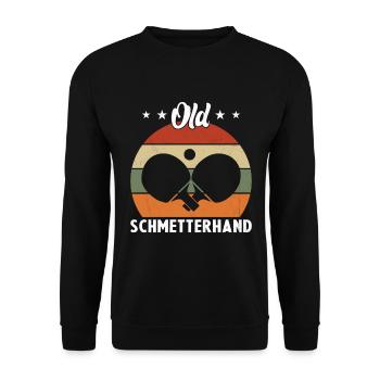 Old Schmetterhand Tischtennis Geschenkidee - Unisex Pullover - Schwarz - Vorne - Alina (178cm) & Michal (187cm)