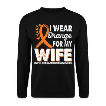 Wear orange for wives Support for - Unisex Sweatshirt - black - Front - Alina (178cm) & Michal (187cm)