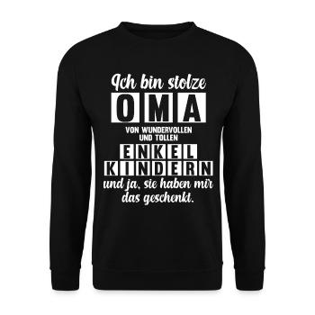 Großmutter Enkelkinder Oma - Unisex Pullover - Schwarz - Vorne - Alina (178cm) & Michal (187cm)