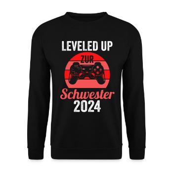 Werdende Schwester 2024 - Unisex Pullover - Schwarz - Vorne - Alina (178cm) & Michal (187cm)