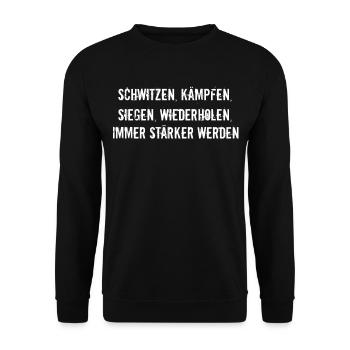 Fitness - Schwitzen, kämpfen, siegen, - Unisex Pullover - Schwarz - Vorne - Alina (178cm) & Michal (187cm)