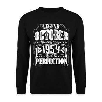 Oktober 1954. Oktober 1954 Geburtstagsgeschenk. - Unisex Pullover - Schwarz - Vorne - Alina (178cm) & Michal (187cm)