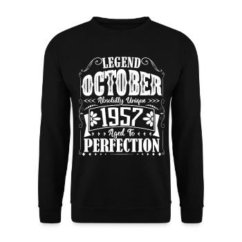 October 1957. October 1957 Birthday Gift. - Unisex Sweatshirt - black - Front - Alina (178cm) & Michal (187cm)