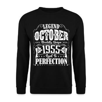 Octobre 1955. Cadeau d'Anniversaire octobre 1955. - Sweat-shirt Unisexe - noir - Devant - Alina (178cm) & Michal (187cm)