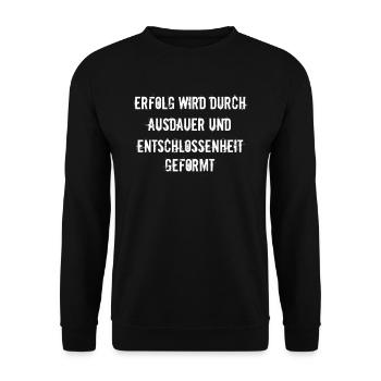 Fitness - Erfolg wird durch Ausdauer und - Unisex Pullover - Schwarz - Vorne - Alina (178cm) & Michal (187cm)