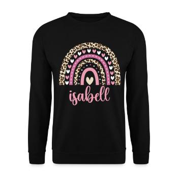 Isabell Regenbogen Name Geburtstag Isabell - Unisex Pullover - Schwarz - Vorne - Alina (178cm) & Michal (187cm)