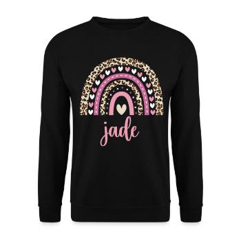 Jade Regenbogen Name Geburtstag Jade - Unisex Pullover - Schwarz - Vorne - Alina (178cm) & Michal (187cm)