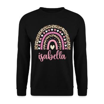 Isabella Regenbogen Name Geburtstag Isabella - Unisex Pullover - Schwarz - Vorne - Alina (178cm) & Michal (187cm)
