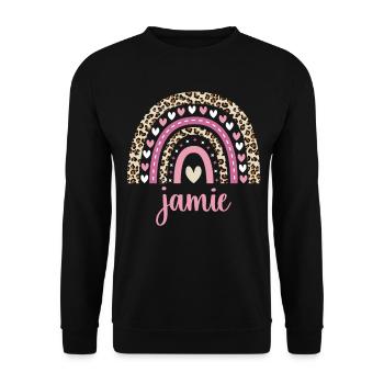 Jamie Regenbogen Name Geburtstag Jamie - Unisex Pullover - Schwarz - Vorne - Alina (178cm) & Michal (187cm)
