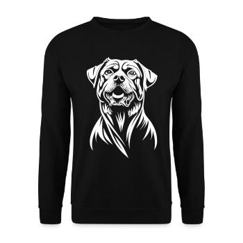 Gentle strength: Rottweiler in pure white - Unisex Sweatshirt - black - Front - Alina (178cm) & Michal (187cm)