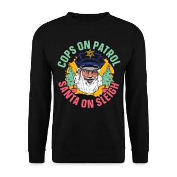 Policemen on patrol Santa Claus on Schli - Unisex Sweatshirt - black - Front - Alina (178cm) & Michal (187cm)
