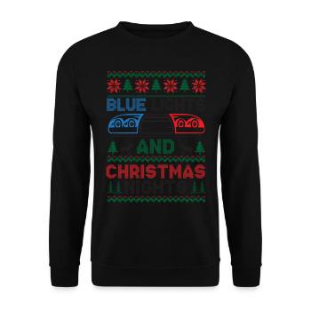 Blue lights and Christmas nights Police Weihnac - Unisex Sweatshirt - black - Front - Alina (178cm) & Michal (187cm)