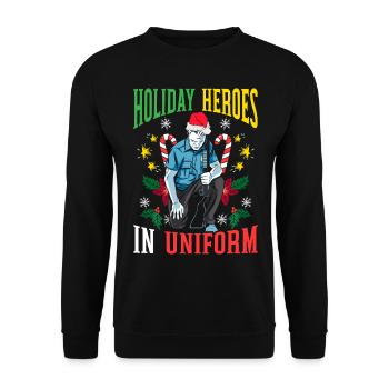 Héros des Fêtes en uniforme Police du Père Noël - Sweat-shirt Unisexe - noir - Devant - Alina (178cm) & Michal (187cm)